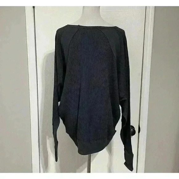 FREE PEOPLE | Santa Clara Long Sleeve Thermal Knit Top in Black NWT Size Medium - Picture 6 of 13